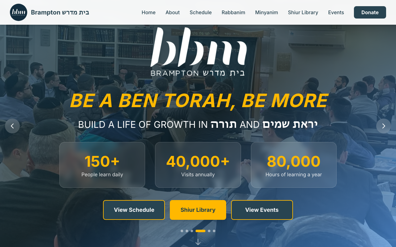 Shul website - bbmtorah.com